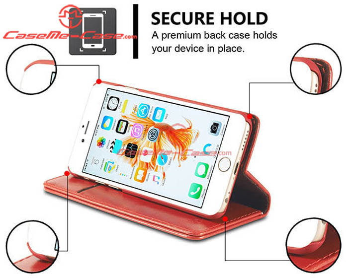 CaseMe iPhone 6S Magnetic Flip Leather Wallet Case Red