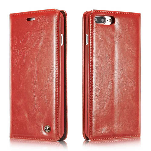 CaseMe iPhone 8 Plus Magnetic Flip Leather Wallet Case Red