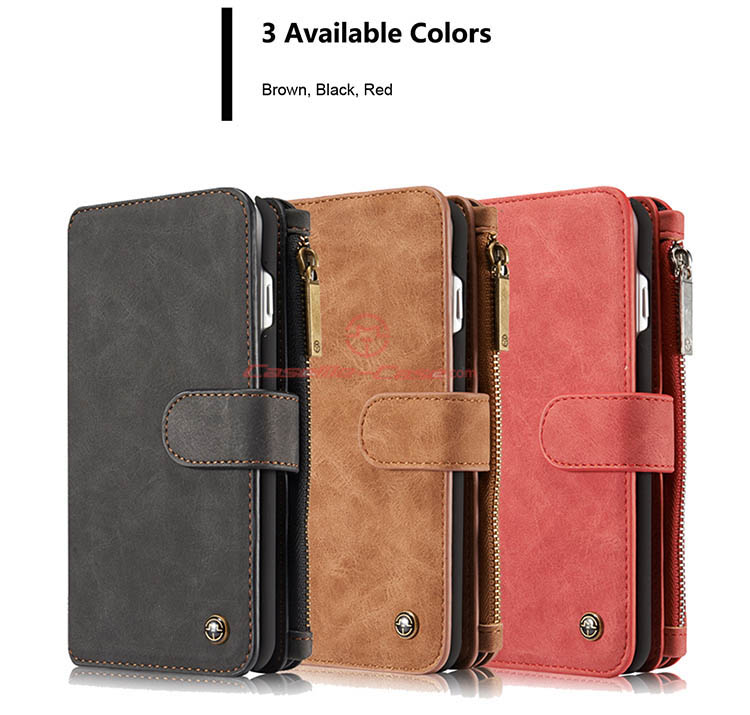 CaseMe iPhone 7 Plus Zipper Wallet Detachable 2 in 1 Flip Case