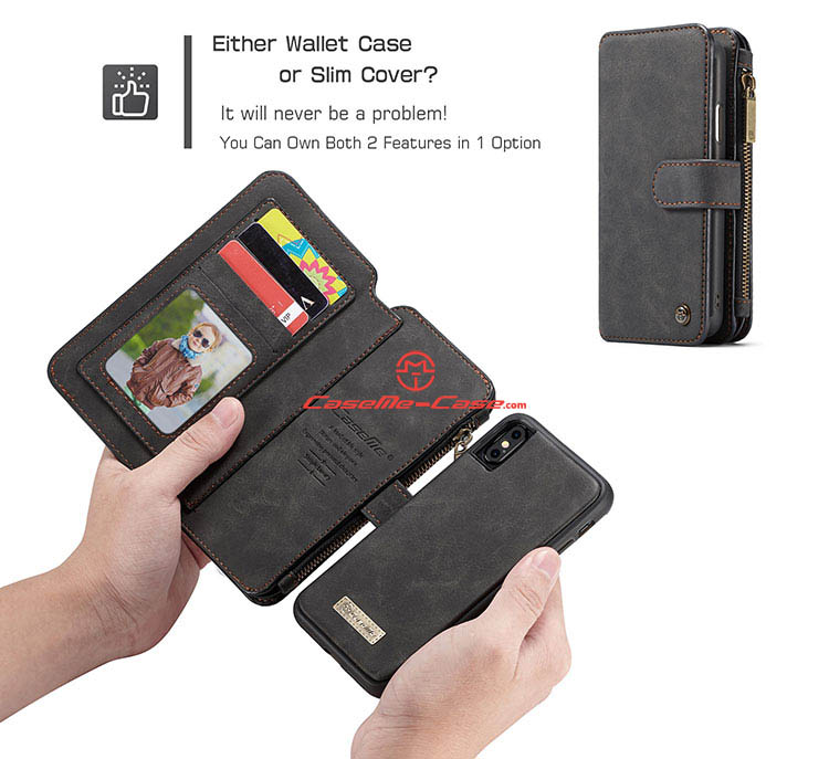 CaseMe iPhone 8 Zipper Wallet Detachable 2 in 1 Flip Case