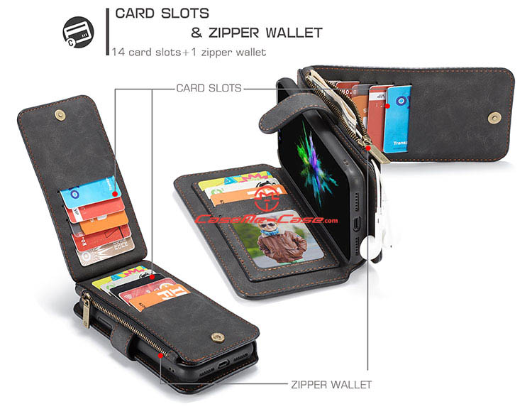 CaseMe iPhone 8 Zipper Wallet Detachable 2 in 1 Flip Case