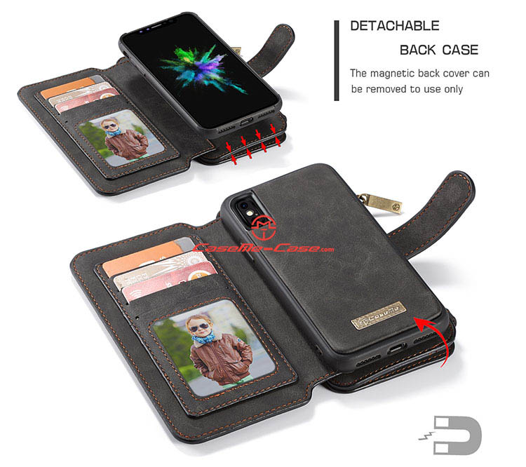 CaseMe iPhone 8 Zipper Wallet Detachable 2 in 1 Flip Case