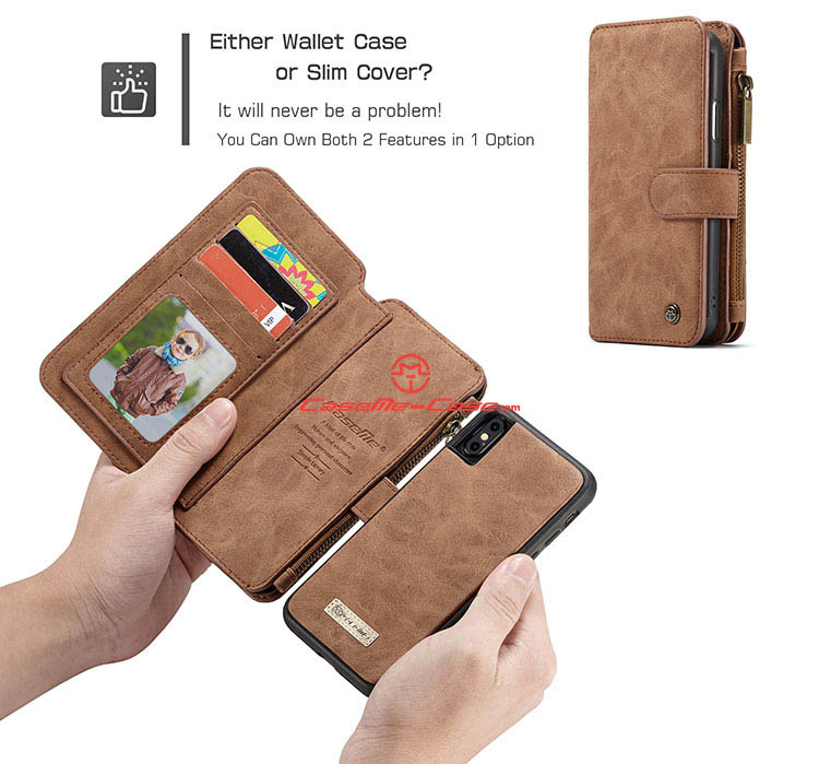 CaseMe iPhone 8 Zipper Wallet Detachable 2 in 1 Flip Case