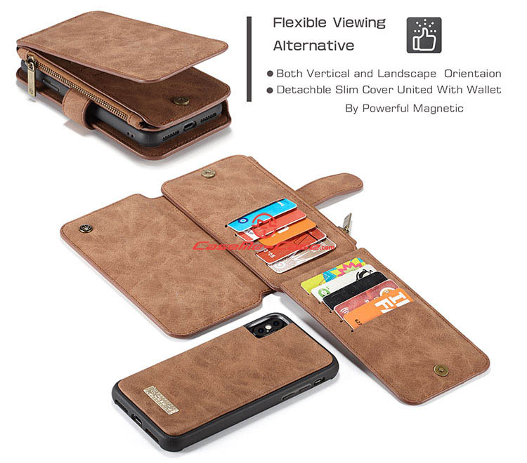 CaseMe iPhone 8 Zipper Wallet Detachable 2 in 1 Flip Case