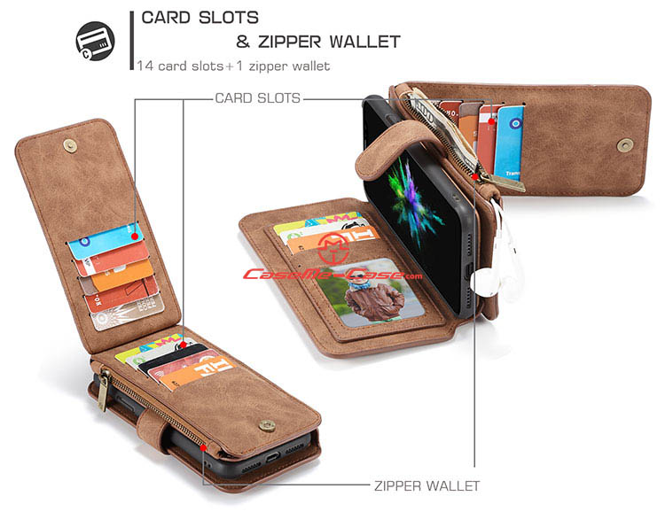 CaseMe iPhone 8 Zipper Wallet Detachable 2 in 1 Flip Case