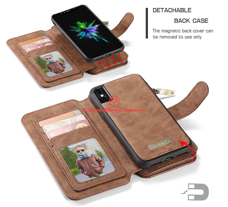 CaseMe iPhone 8 Zipper Wallet Detachable 2 in 1 Flip Case
