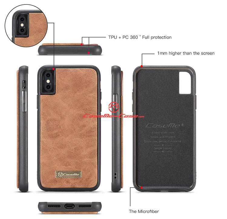 CaseMe iPhone 8 Zipper Wallet Detachable 2 in 1 Flip Case