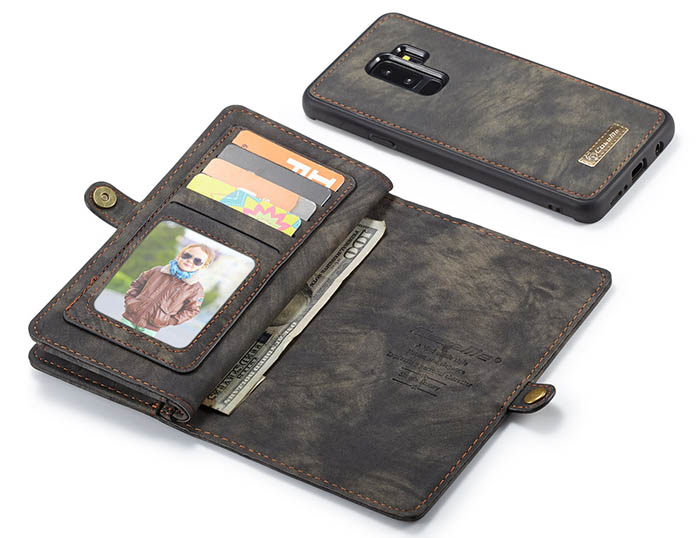 CaseMe Samsung Galaxy S9 Plus Detachable Zipper Wallet 2 in 1 Folio Case
