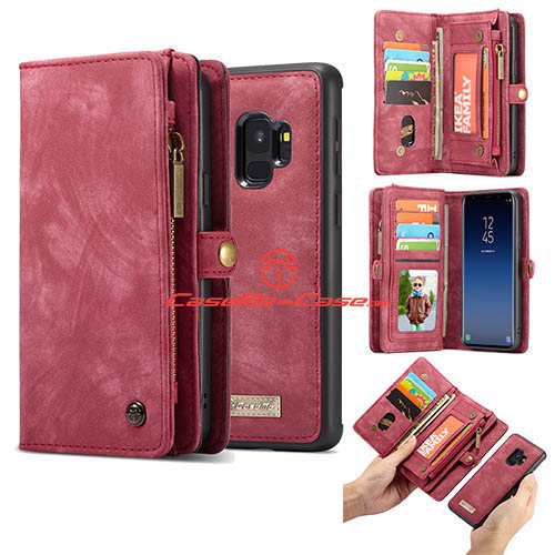 CaseMe Samsung Galaxy S9 Detachable Zipper Wallet Case Red
