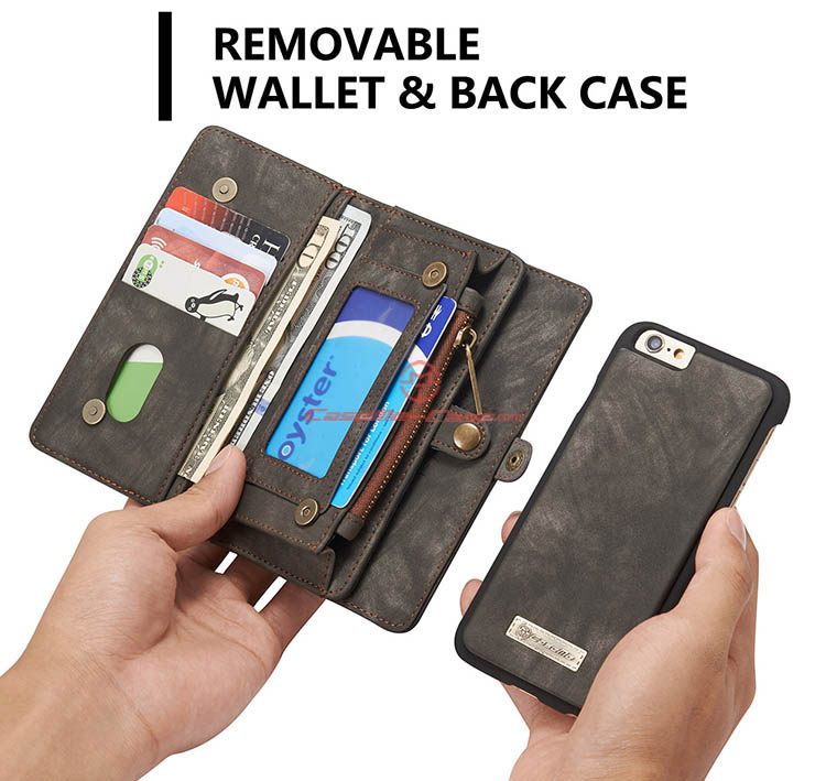 CaseMe iPhone 6 Zipper Wallet Detachable 2 in 1 Folio Case Black