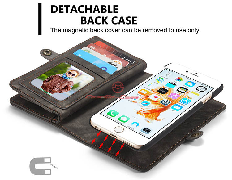 CaseMe iPhone 6 Zipper Wallet Detachable 2 in 1 Folio Case Black