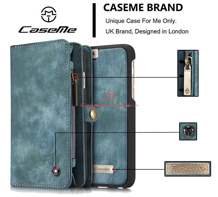 CaseMe iPhone 6 Zipper Wallet Detachable 2 in 1 Folio Case Green