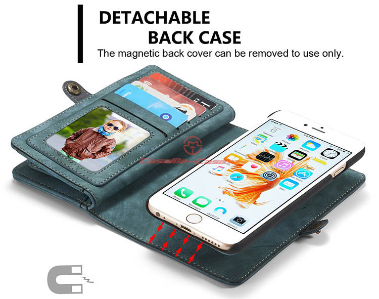 CaseMe iPhone 6 Zipper Wallet Detachable 2 in 1 Folio Case Green