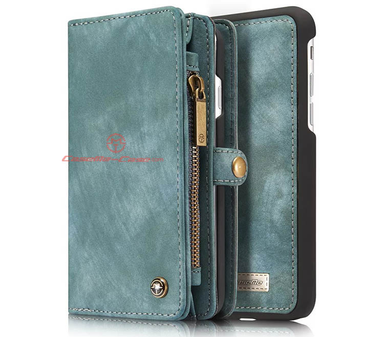 CaseMe 008 iPhone 7 Detachable 2 in 1 Zipper Wallet Folio Case Green