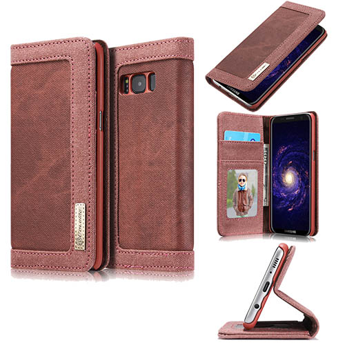 CaseMe Samsung Galaxy S8 Jeans Leather Stand Wallet Case Red