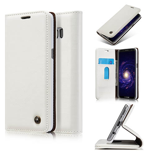 CaseMe Samsung Galaxy S8 Magnetic Flip PU Leather Wallet Case White