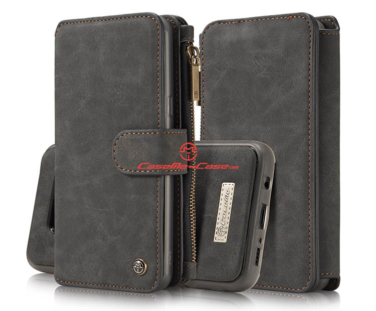 CaseMe Samsung Galaxy S8 Plus Zipper Wallet Detachable 2 in 1 Flip Case Black