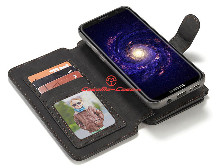 CaseMe Samsung Galaxy S8 Plus Zipper Wallet Detachable 2 in 1 Flip Case Black