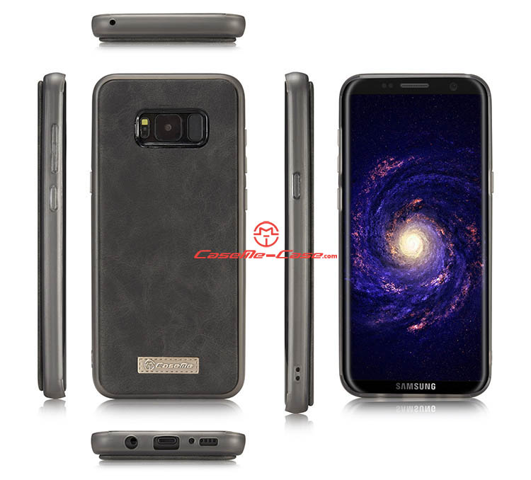 CaseMe Samsung Galaxy S8 Plus Zipper Wallet Detachable 2 in 1 Flip Case Black