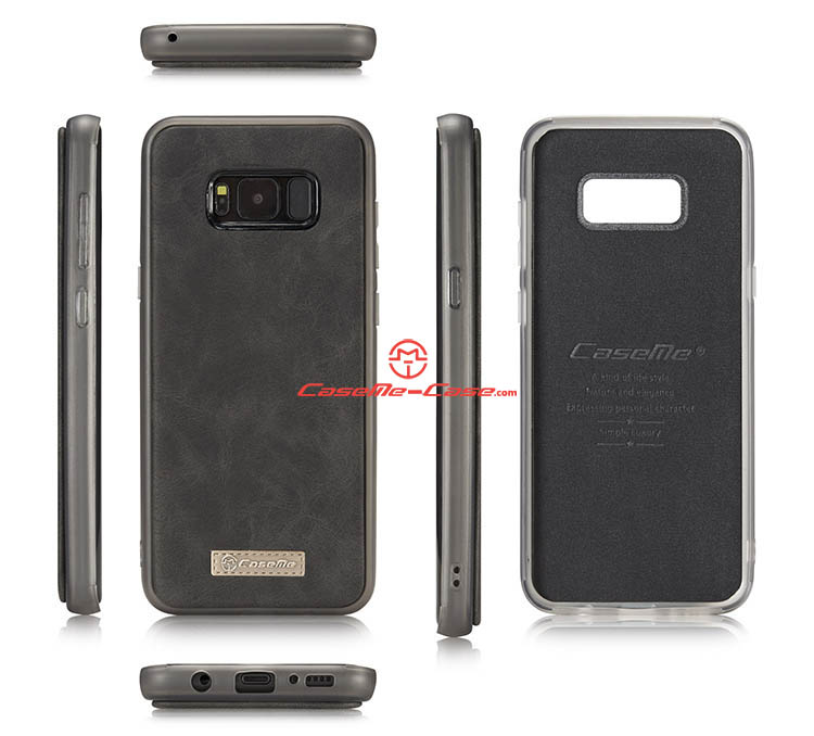 CaseMe Samsung Galaxy S8 Plus Zipper Wallet Detachable 2 in 1 Flip Case Black