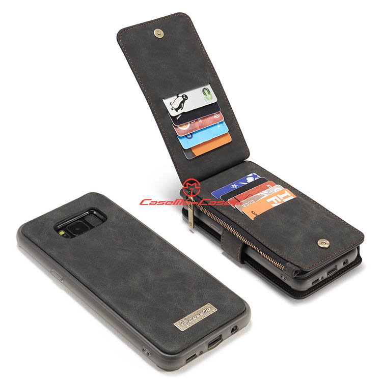 CaseMe Samsung Galaxy S8 Plus Zipper Wallet Detachable 2 in 1 Flip Case Black