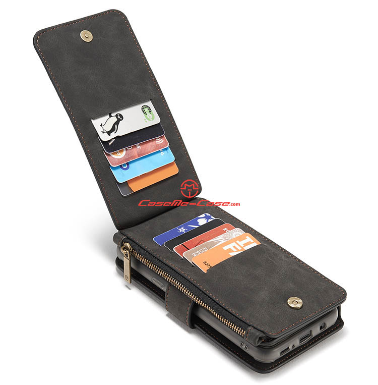 CaseMe Samsung Galaxy S8 Plus Zipper Wallet Detachable 2 in 1 Flip Case Black