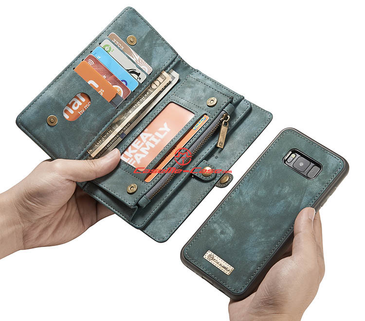 CaseMe Samsung Galaxy S8 Plus Zipper Wallet Detachable 2 in 1 Folio Case Green