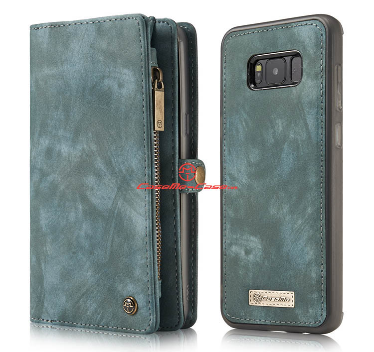 CaseMe Samsung Galaxy S8 Plus Zipper Wallet Detachable 2 in 1 Folio Case Green