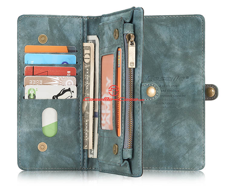 CaseMe Samsung Galaxy S8 Plus Zipper Wallet Detachable 2 in 1 Folio Case Green
