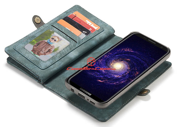 CaseMe Samsung Galaxy S8 Plus Zipper Wallet Detachable 2 in 1 Folio Case Green