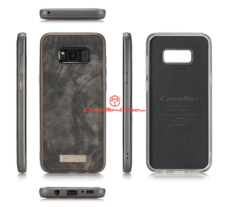 CaseMe Samsung Galaxy S8 Zipper Wallet Detachable 2 in 1 Folio Case Black