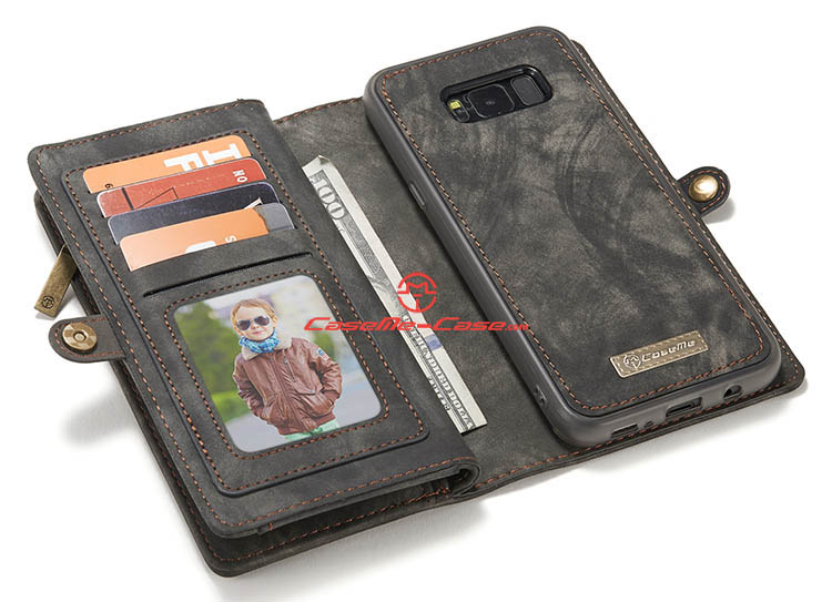 CaseMe Samsung Galaxy S8 Zipper Wallet Detachable 2 in 1 Folio Case Black