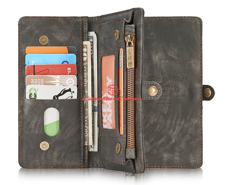 CaseMe Samsung Galaxy S8 Zipper Wallet Detachable 2 in 1 Folio Case Black