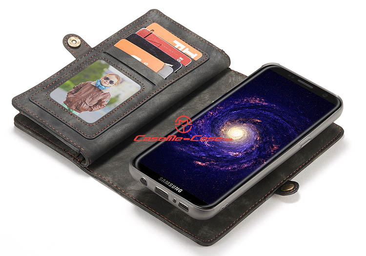 CaseMe Samsung Galaxy S8 Zipper Wallet Detachable 2 in 1 Folio Case Black