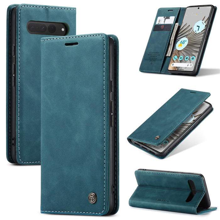 CaseMe Google Pixel 7 Pro Wallet Kickstand Magnetic Flip Case Blue