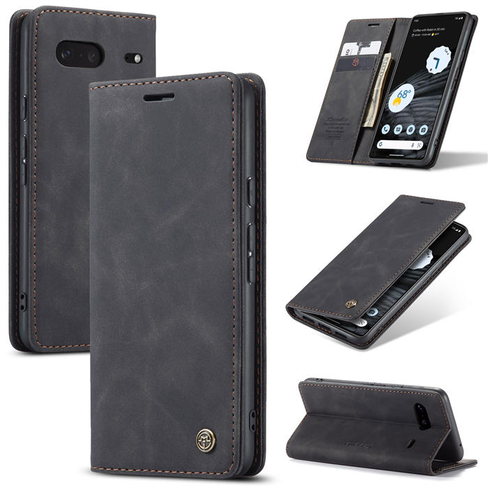 CaseMe Google Pixel 7 Wallet Kickstand Magnetic Flip Case Black