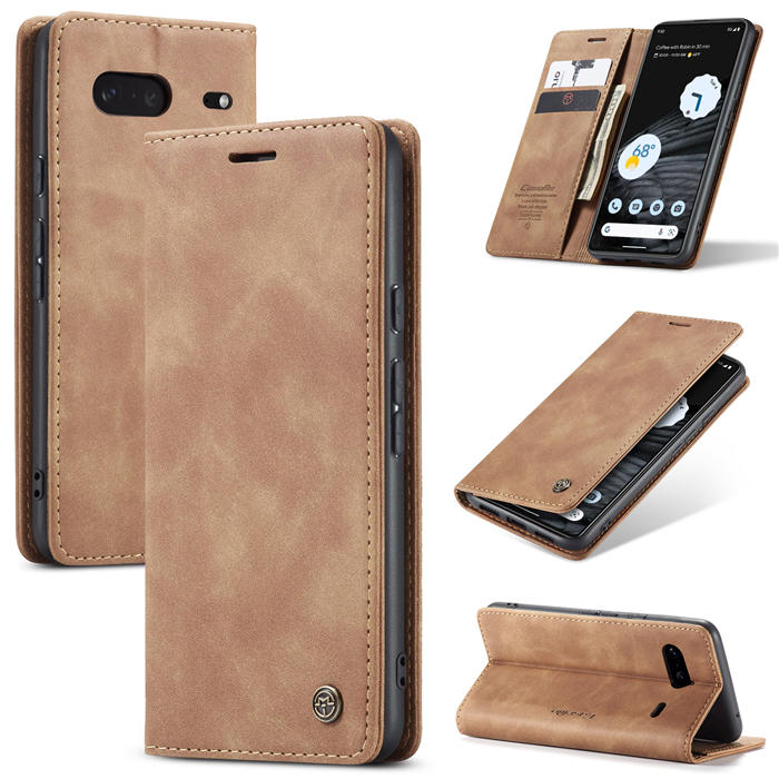 CaseMe Google Pixel 7 Wallet Kickstand Magnetic Flip Case Brown
