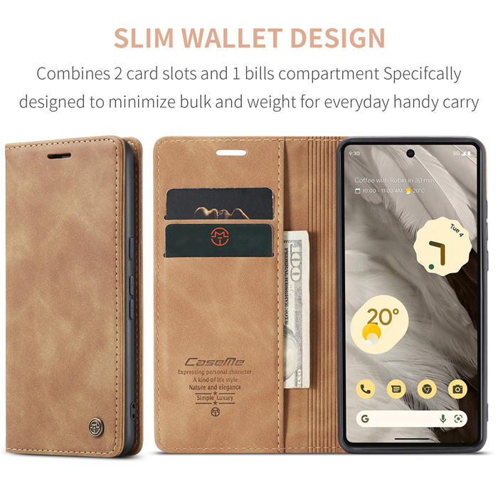 CaseMe Google Pixel 7A Wallet kickstand Magnetic Leather Case with Wrist Strap