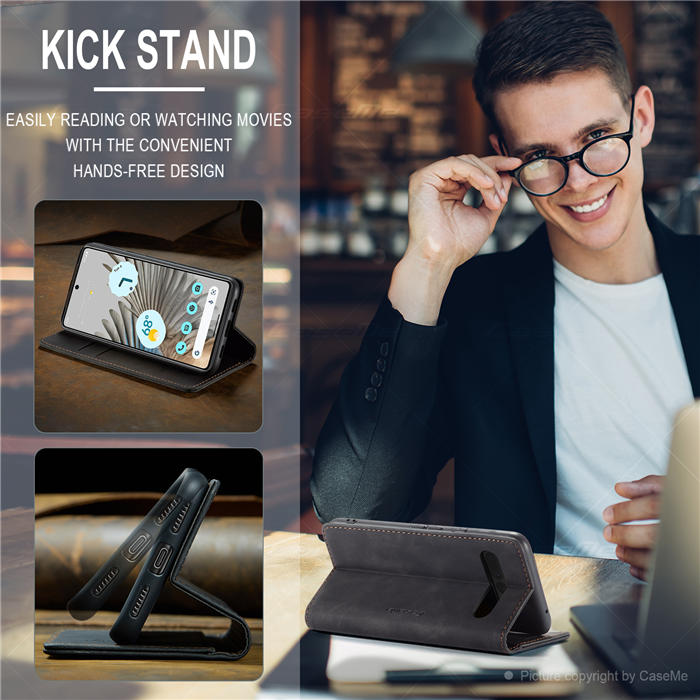 CaseMe Google Pixel 8 Wallet kickstand Magnetic Leather Case with Wrist Strap