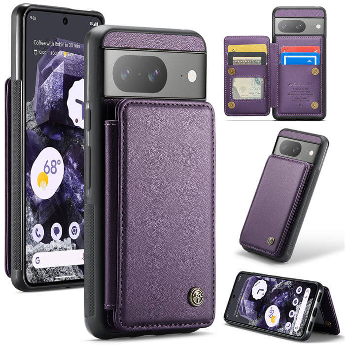 CaseMe Google Pixel 8 RFID Blocking Card Holder Case Purple