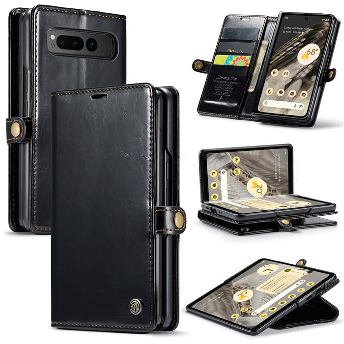 CaseMe Google Pixel Fold Wallet Luxury Leather Case Black