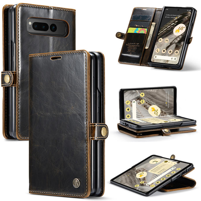 CaseMe Google Pixel Fold Wallet Luxury Leather Case Coffee