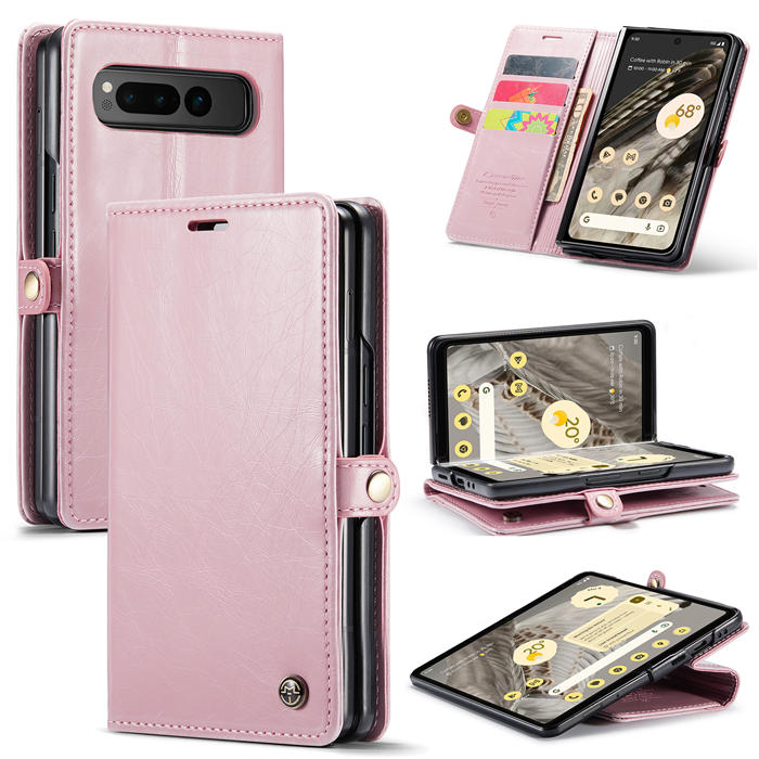 CaseMe Google Pixel Fold Wallet Luxury Leather Case Pink