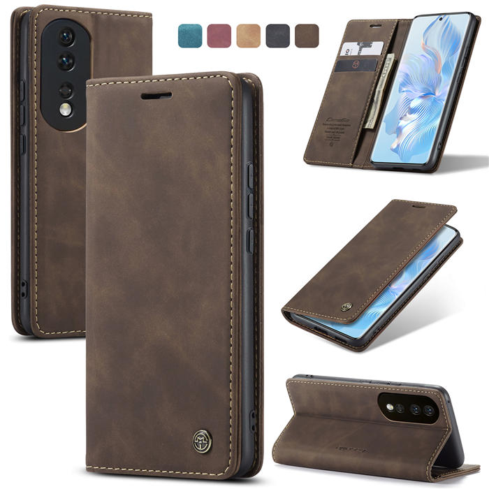 CaseMe Honor 80 Wallet Magnetic Suede Leather Case Coffee