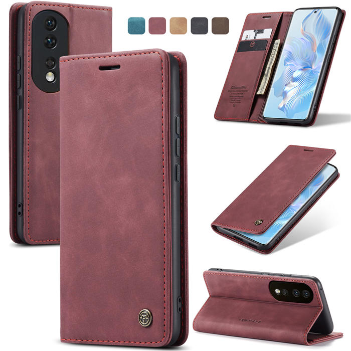 CaseMe Honor 80 Wallet Magnetic Suede Leather Case Red