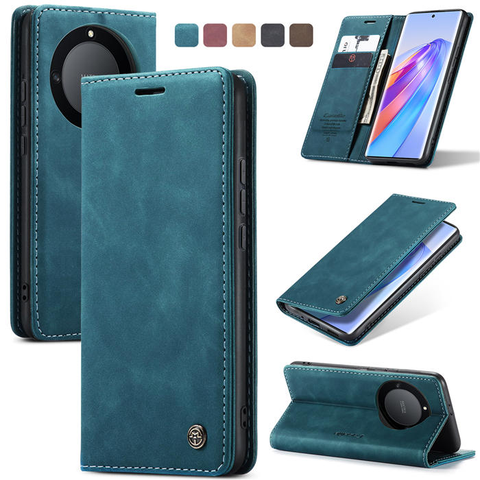 CaseMe Honor X40 Wallet Magnetic Suede Leather Case Blue - Click Image to Close