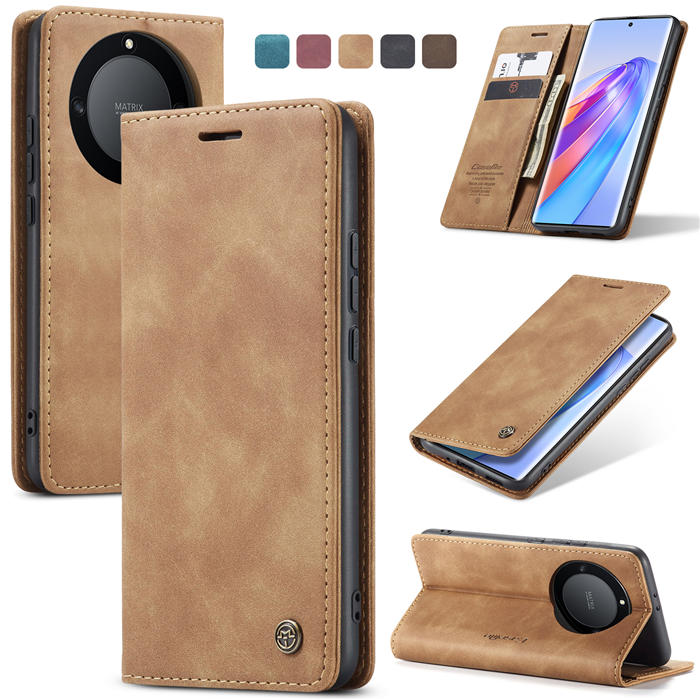 CaseMe Honor X40 Wallet Magnetic Suede Leather Case Brown - Click Image to Close