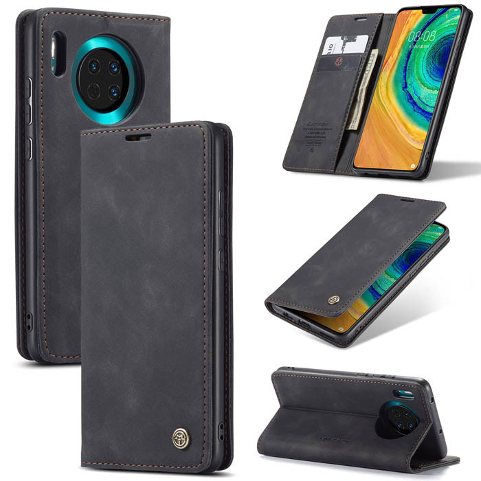 CaseMe Huawei Mate 30 Wallet Kickstand Magnetic Case Black - Click Image to Close