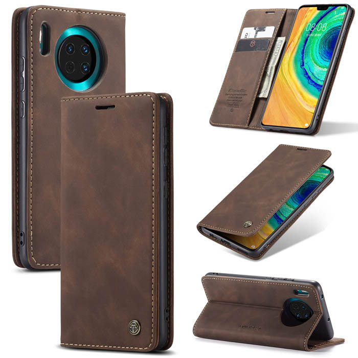 CaseMe Huawei Mate 30 Wallet Kickstand Magnetic Case Coffee - Click Image to Close