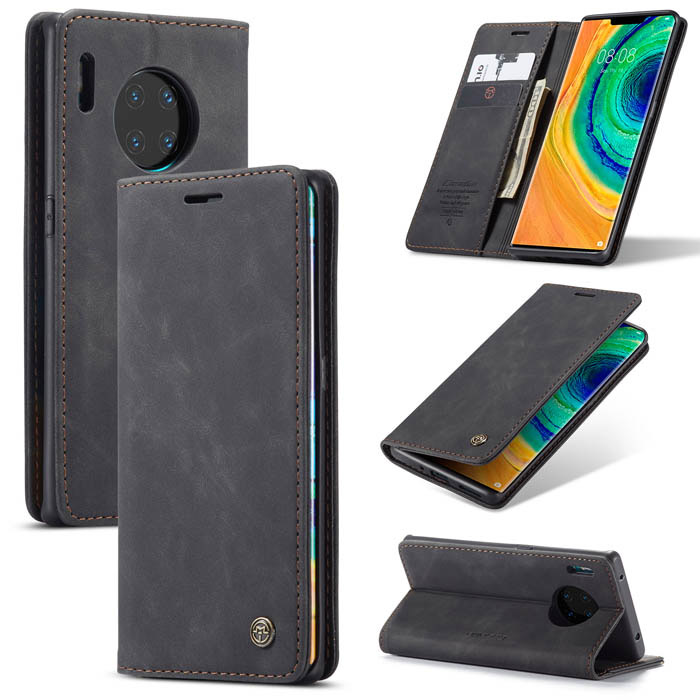 CaseMe Huawei Mate 30 Pro Wallet Kickstand Magnetic Case Black - Click Image to Close